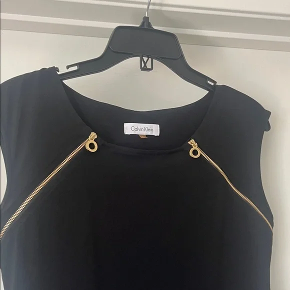 Calvin Klein Black Sleeveless Tank with Gold Zip Detail - Picture 4 of 5